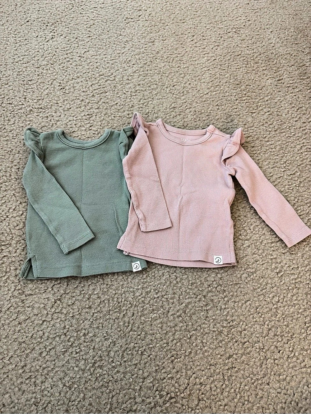 Little Planet Long Sleeve Tops Green & Pink Like New